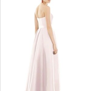 Strapless Satin High Low Dress with Pockets for Petite women